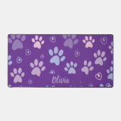 Lila Paw Prints & Hearts-Desk Mat Schreibtischunterlage (Vorderseite)