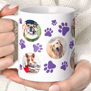 Lila Pawprint 8 Hunde FotoCollage Kaffeetasse