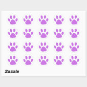 Lila PawPrint-Design Runder Aufkleber (Blatt)