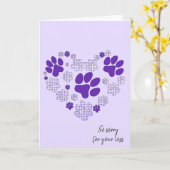 Lila Pawprint Herz für Heimtiere Karte (Gelbe Blume)