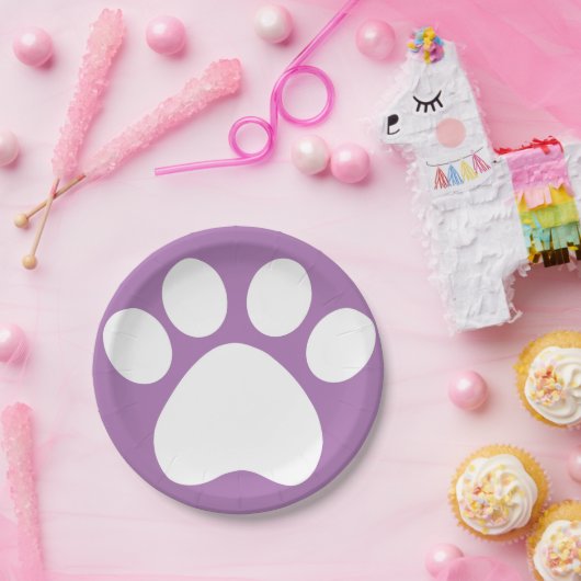 Lila Pawprint-Teller Pappteller (Party)
