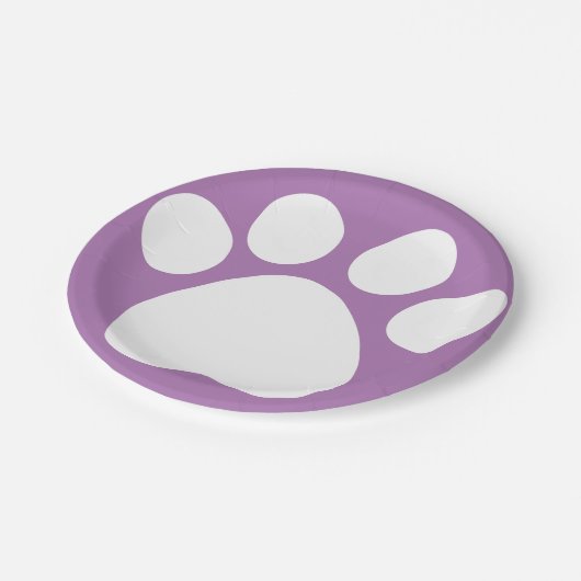 Lila Pawprint-Teller Pappteller (Schrägansicht)