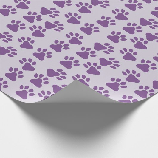 Lila Pawprints Geschenkpapier (Ecke)
