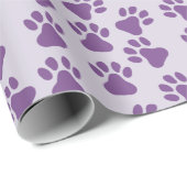 Lila Pawprints Geschenkpapier (Rolleneckpunkt)