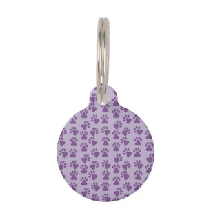 Lila Pawprints Hundetag Haustiermarke