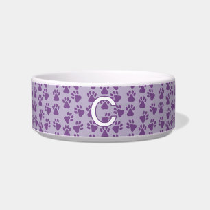 Lila Pawprints Monogramm Hund Napf