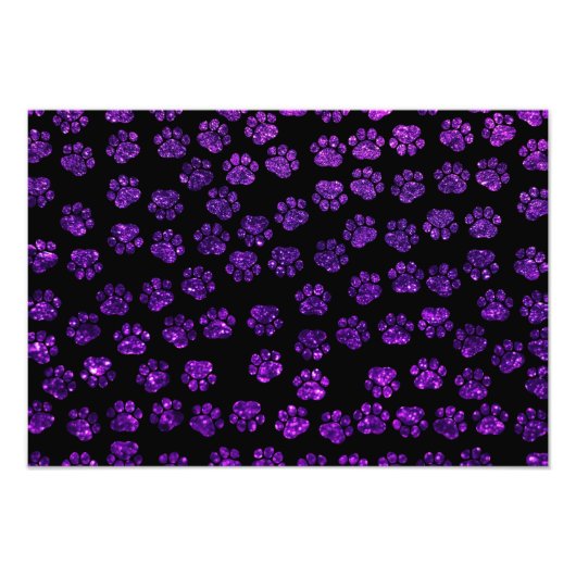 Lila Paws, Glitzer Paws, Lila Glitzer, Hund Fotodruck (Vorne)