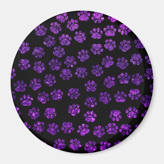 Lila Paws, Glitzer Paws, Lila Glitzer, Hund Magnet (Vorne)