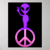 Lila Peace Alien Poster Print (Vorne)