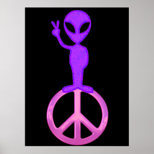 Lila Peace Alien Poster Print
