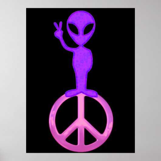 Lila Peace Alien Poster Print (Vorne)