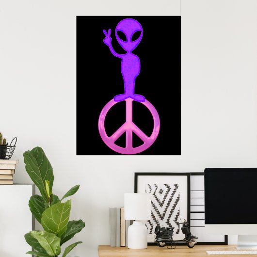 Lila Peace Alien Poster Print (Heimbüro)