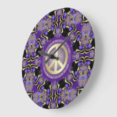Lila PEACE-Bekräftigung Mandala Große Wanduhr (Winkel)