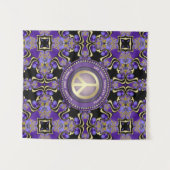 Lila PEACE Gold Royal Geometry Mandala Large Clo Wandteppich (Vorderseite (Horizontal))