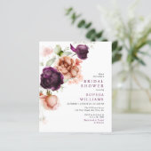 Lila & Peach Bridal Dusche Einladung (Stehend Vorderseite)