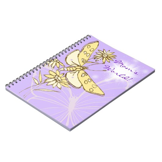 Lila Peach Butterfly Notebook Notizblock (Linke Seite)