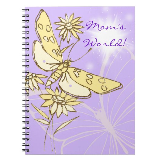 Lila Peach Butterfly Notebook Notizblock (Vorderseite)