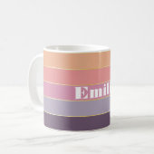 Lila Peach Custom Summer Color Block Strips Kaffeetasse (Vorderseite Links)