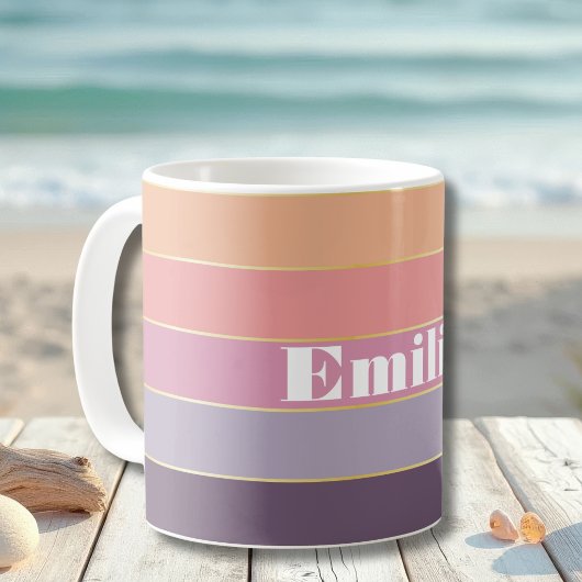 Lila Peach Custom Summer Color Block Strips Kaffeetasse