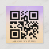 Lila & Peach Dreamy QR Code & Niedliche Logos Mode Quadratische Visitenkarte (Rückseite)