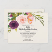 Lila Peach Floral Elfenbein 100. Geburtstag Postkarte (Vorne/Hinten)