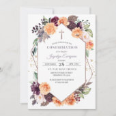 Lila Peach Floral Fall Bestätigung Einladung (Vorderseite)