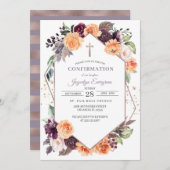 Lila Peach Floral Fall Bestätigung Einladung (Vorne/Hinten)