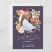 Lila Peach Floral Fall Save the Date Hochzeit Einladung (Vorderseite)