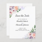 Lila Peach floral QR-Code Save the Date (Vorne/Hinten)