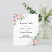 Lila Peach floral QR-Code Save the Date (Stehend Vorderseite)