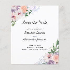 Lila Peach floral QR-Code Save the Date