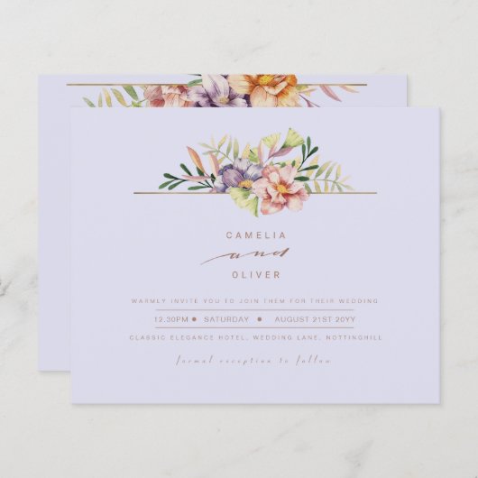 Lila Peach Summer Floral Wedite QR Code (Vorne/Hinten)