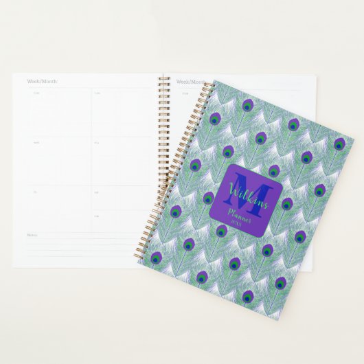 Lila Peacock Feather Green Blue Art Deco Planer (Anzeige)