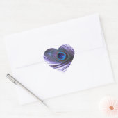 Lila Peacock Feather Herz-Aufkleber (Umschlag)