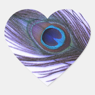 Lila Peacock Feather Herz-Aufkleber