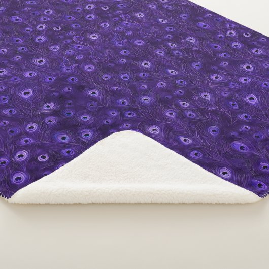 Lila Peacock Feather Sherpa Blanket Sherpadecke (3/4)