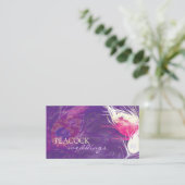 Lila Peacock Feathers Chic Wedding Visitenkarte (Stehend Vorderseite)