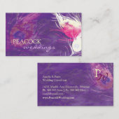 Lila Peacock Feathers Chic Wedding Visitenkarte (Vorne/Hinten)