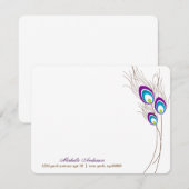 Lila Peacock Feathers Flat Mitteilungskarten (Vorne/Hinten)