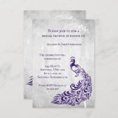 Lila Peacock Leaf Brautparty einladen Einladung (Vorne/Hinten)