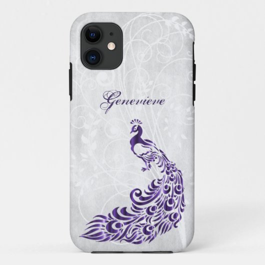 Lila Peacock Personalisiert Case-Mate iPhone Case (Rückseite)