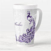 Lila Peacock Personalisierte Latte-Tasse Milchtasse (Rechte Ecke)