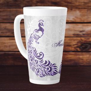 Lila Peacock Personalisierte Latte-Tasse Milchtasse