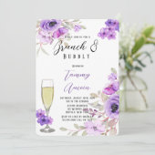 Lila Peak-Blume für Wasserfarben Brunch & Bubbly Einladung (Stehend Vorderseite)