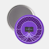 Lila Pearl Damask Round Magnet (Vorderseite/Rückseite)