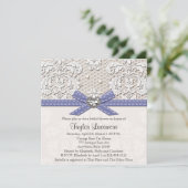 Lila Pearl Lace Diamond Bridal Dusche Einladung (Stehend Vorderseite)