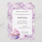 Lila Pearl Pink Cupcake Geburtstag Einladung (Vorne/Hinten)