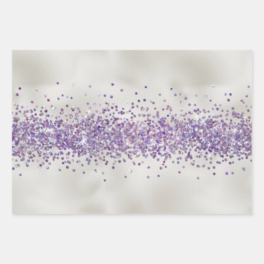 Lila Pearl Silver Sparkle Geschenkpapier Set (Vorderseite 2)