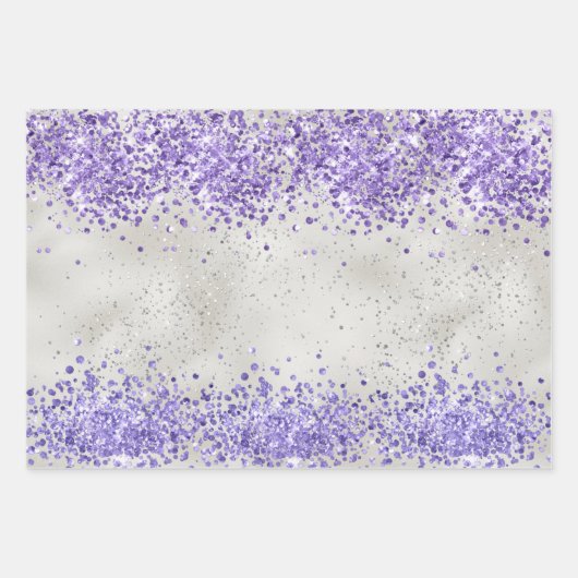 Lila Pearl Silver Sparkle Geschenkpapier Set (Vorderseite)