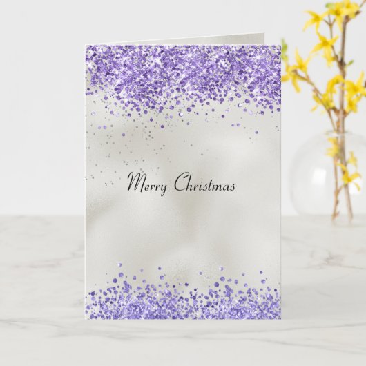 Lila Pearl Silver Sparkle Karte (Gelbe Blume)